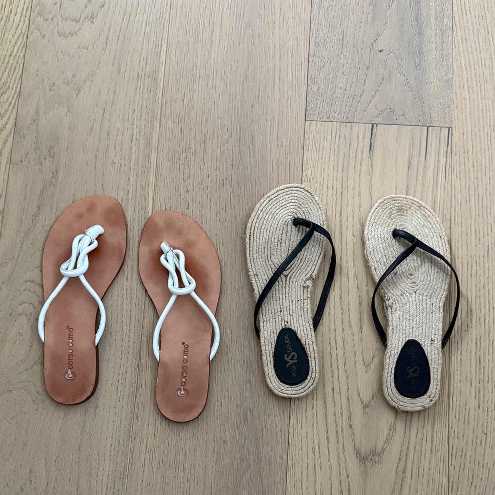 Corso Como Sandals & Yosi  flip-flops,- White, Tan, and Black